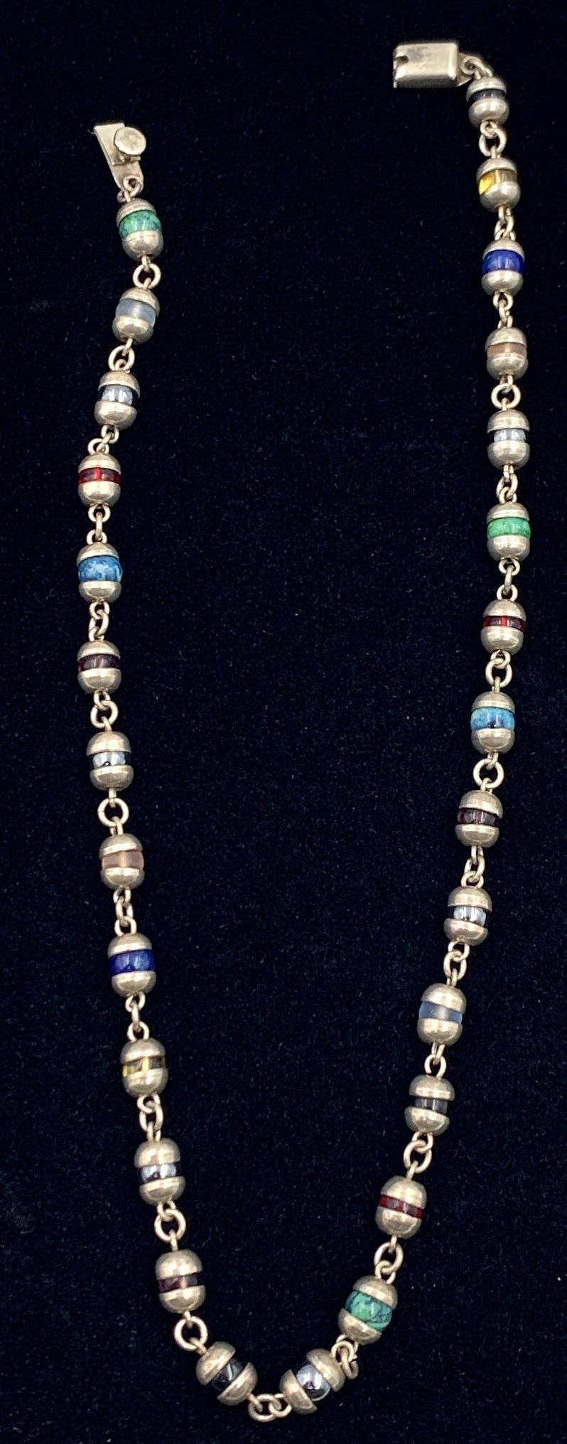 Stunning Sterling (.925) Silver 16.5" Beaded Necklace 32.85g