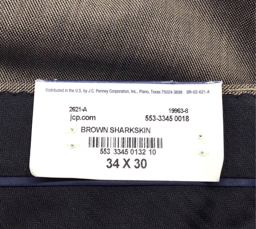 Stafford Men's Brown Sharkskin Travel Classic Fit Suit Pants NWT 34x30