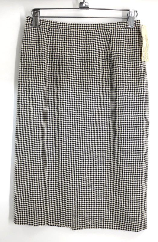 Vintage 90s Sergio Pellari Women's Houndstooth Silk Wool Skirt Italy NWT Sz 40