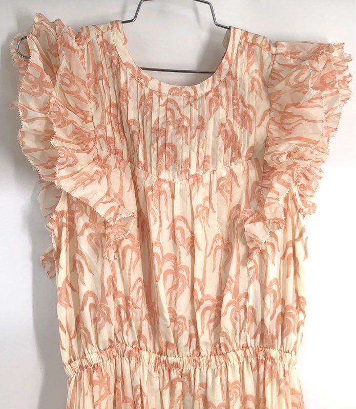 Scotch & Soda Women's Cream Orange Palm Tree Print Cutout Maxi Dress NWT Sz S