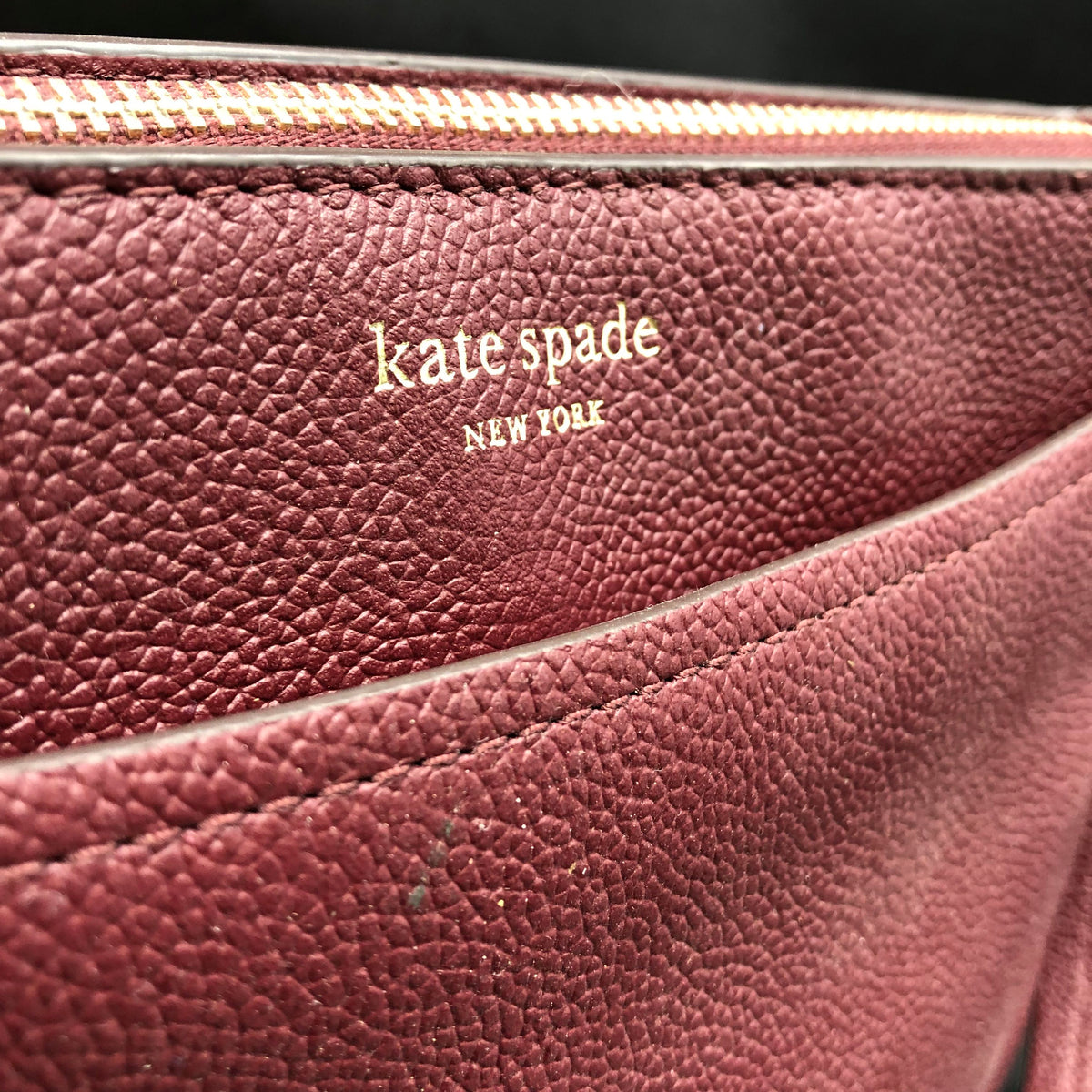 Kate Spade Deep Burgundy Pebbled Leather 'Ivy' Crossbody Bag (+COA)