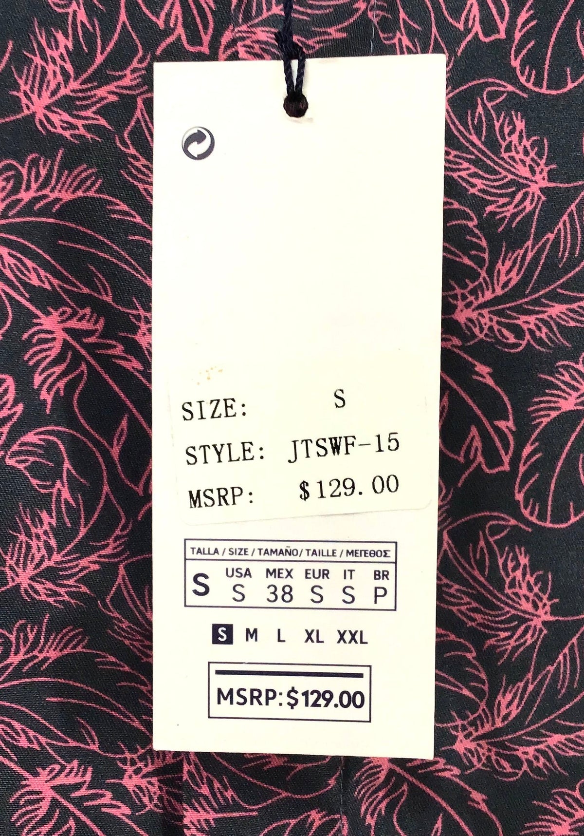 NWT Silver Stone Collection Men's Black Pink Modern Fit Button-Up Shirt - Size S