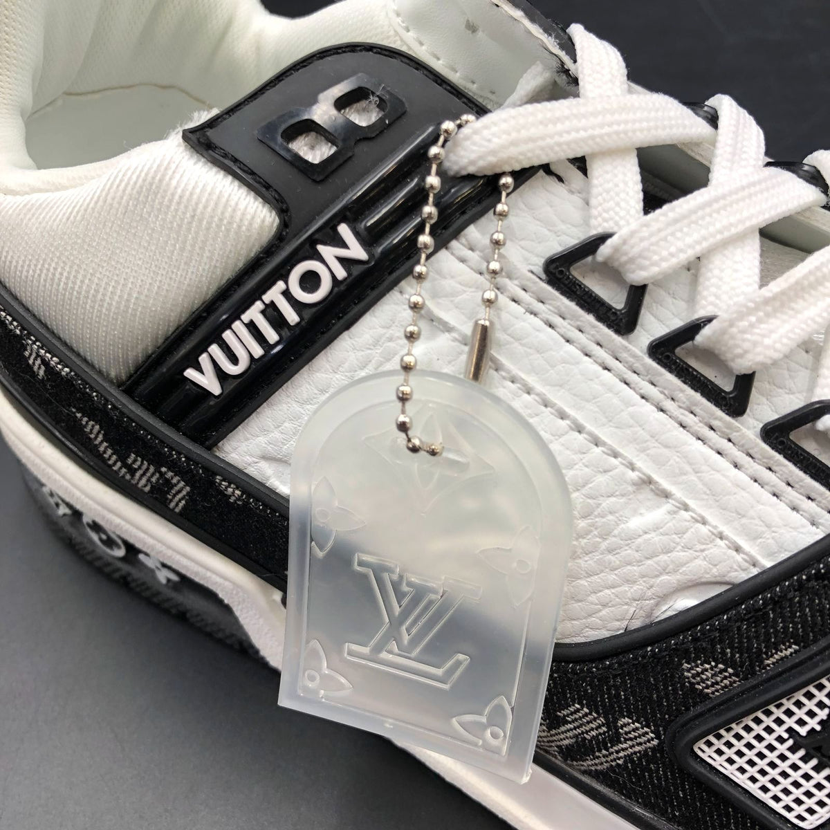 Louis Vuitton Inspired Men's Signature LV Monogram Black/White Sneakers - Sz 45