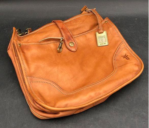 Frye Brown Leather Slouchy Hobo Crossbody Shoulder Bag Antique Brass Hardware