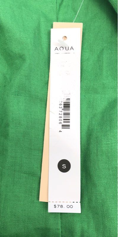 AQUA Women's Green Linen Cotton Blend Sleeveless Mini Dress Sz S NWT