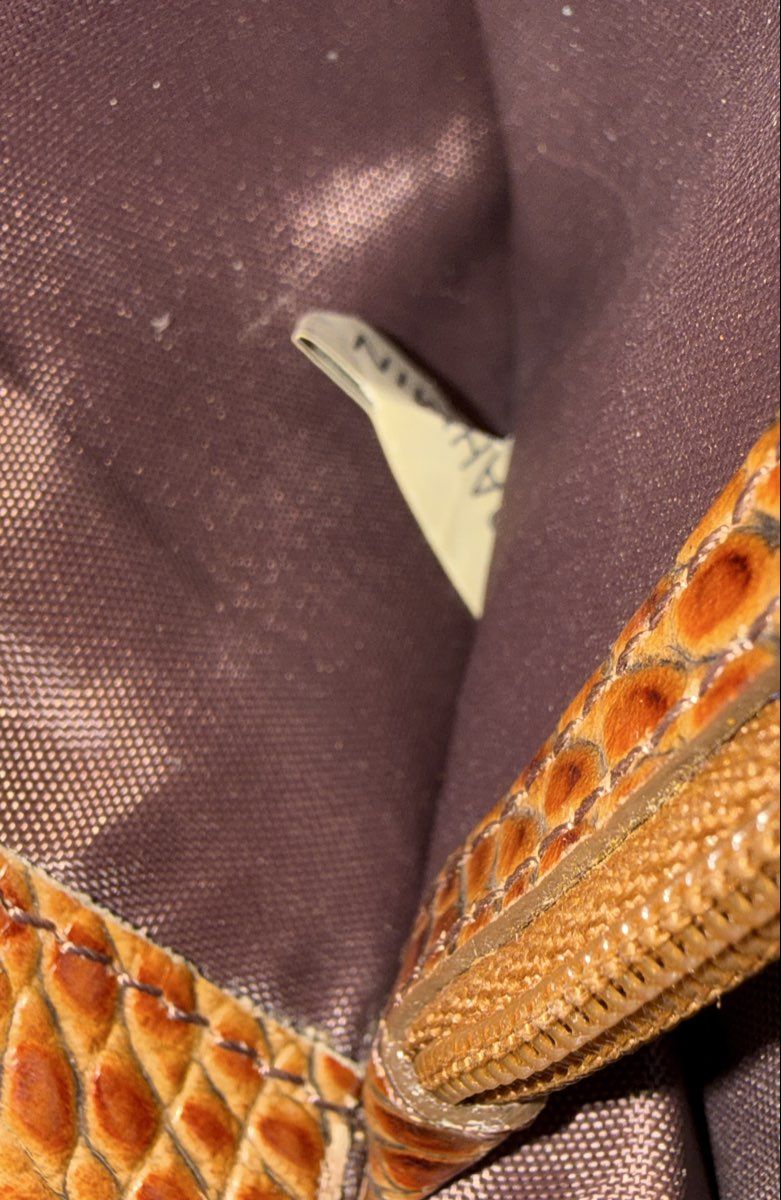 Brahmin Tan Croc Embossed Melbourne Leather Wristlet Wallet Gold Hardware