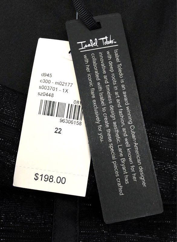 Lane Bryant Women's Black Metallic Textured Dress NWT Sz 22