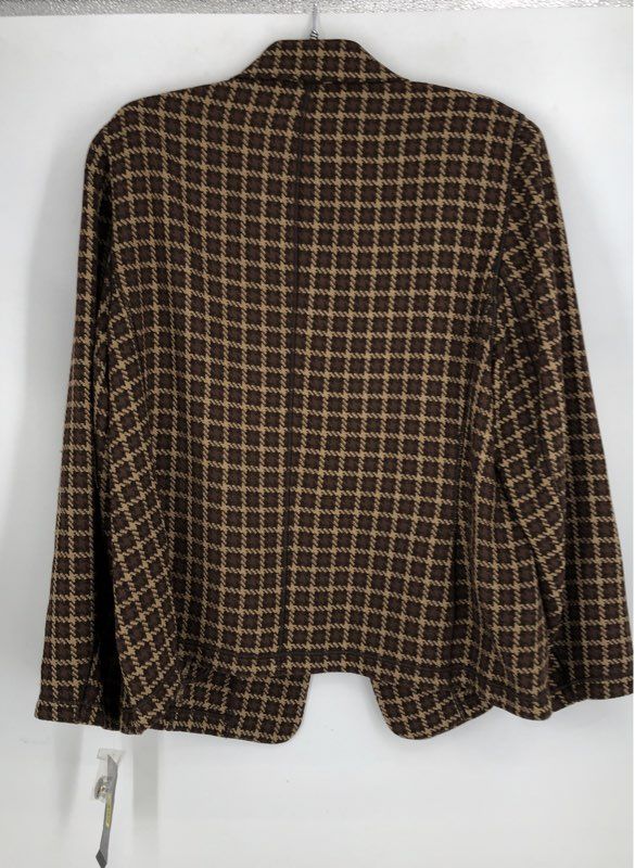 NWT Kasper Women's Brown Plaid Blazer - Size 16W