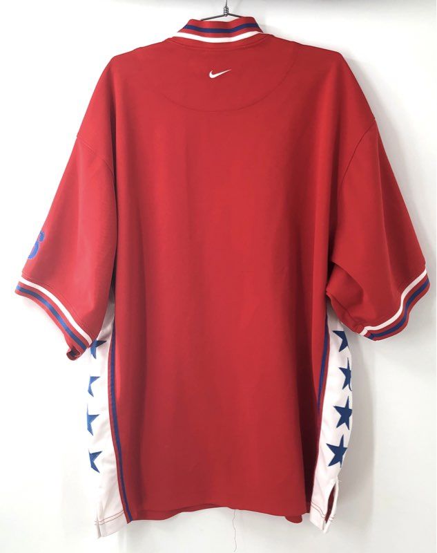 Vintage Y2K Nike Men's 76ers Red Warm Up Shooting Jersey Embroidered Sz XL