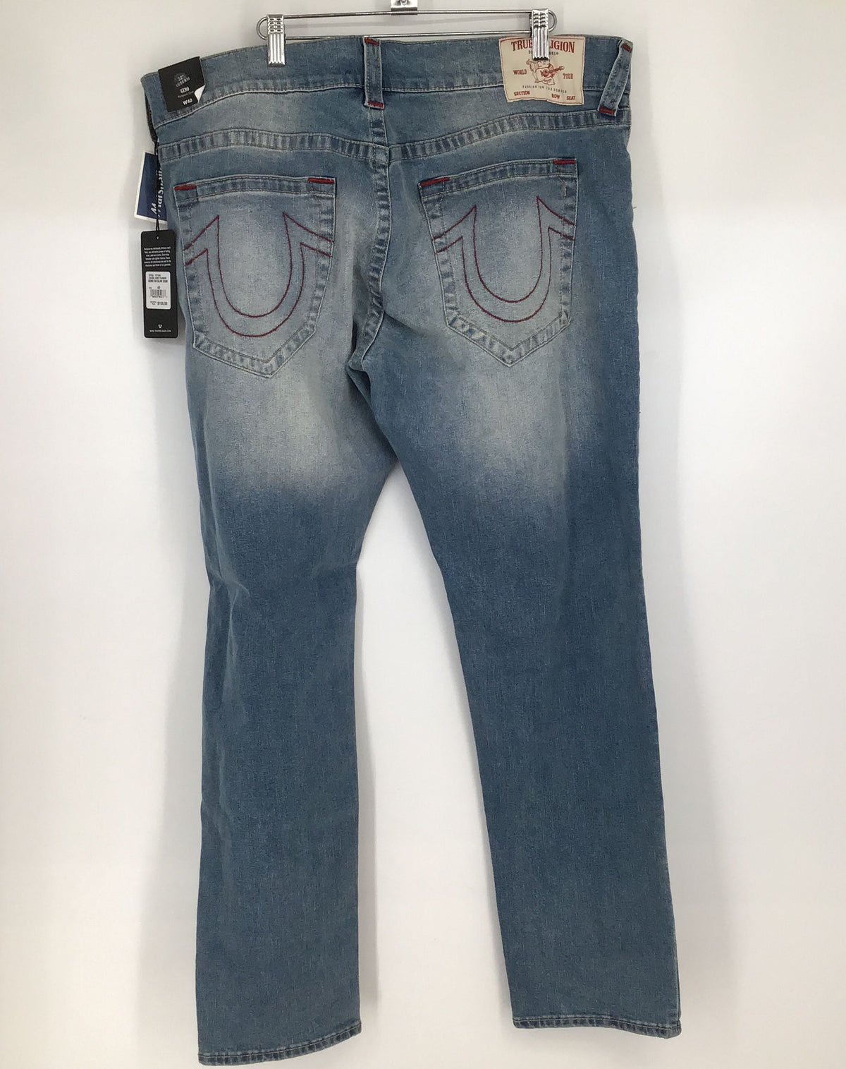 NWT True Religion Men&#39;s Blue Geno Relaxed Slim Denim Straight Jeans - Size 40