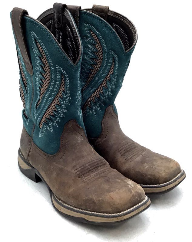 Ariat Women&#39;s VentTEK 10031665 Blue Leather Cowgirl Western Boots - Size 8.5B