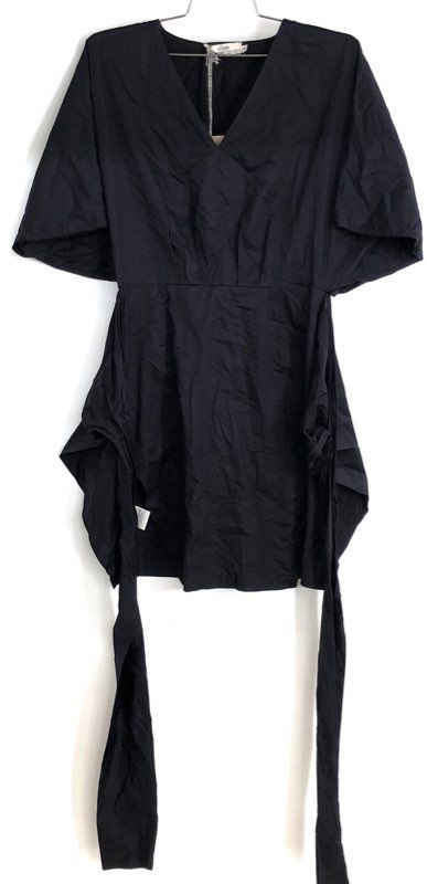 Devotion Twins Women's Hiliadou Mini Dress Black V-Neck Side Tie Sz XS NWT