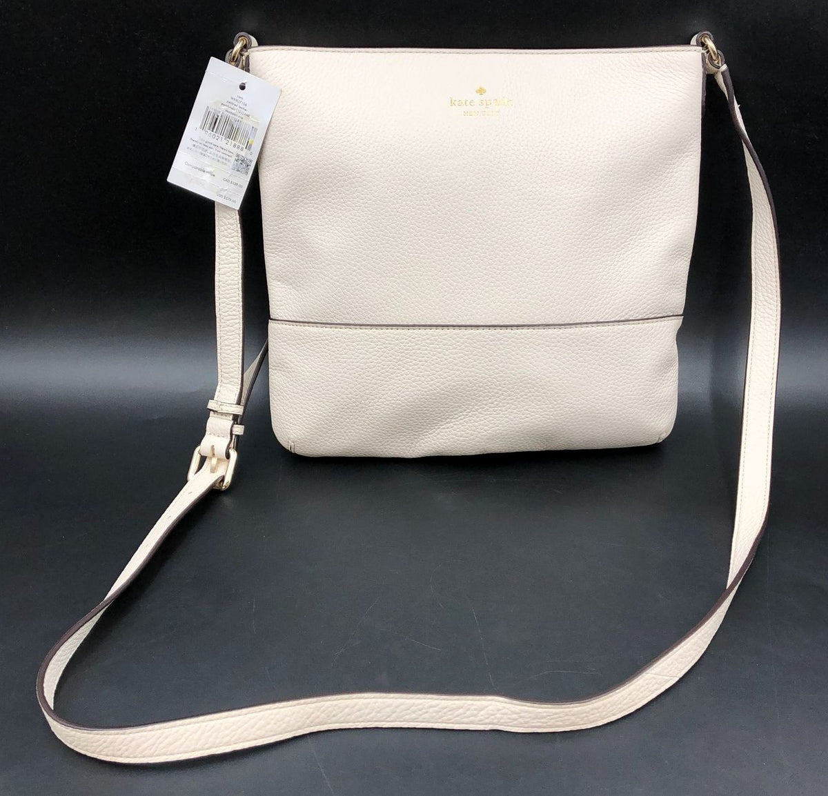 Kate Spade 'Cara' White Pebbled Leather Crossbody Bag w/ Gold-Tone Detail (+COA)