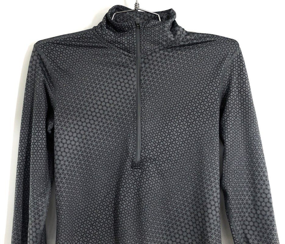 Nike Pro Women's Dri-FIT 1/2 Zip Gray Geometric Circle Print Pullover Top Sz S