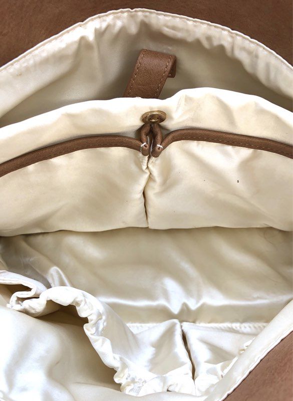 White Elm Brown Vegan Leather Diaper Bag Tote Handbag