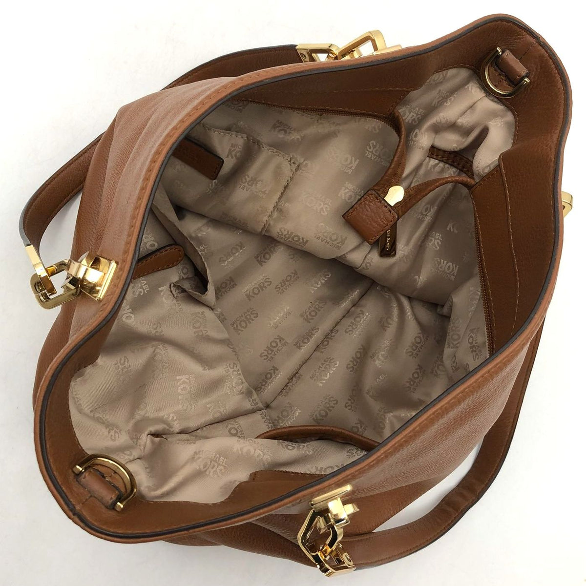Michael Kors 'Brooke' Brown Pebbled Leather Shoulder Bag w/ Gold Accents (+COA)