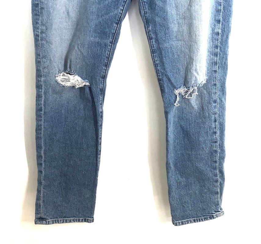 LOFT Women's Blue High Waist Boyfriend Distressed Ripped Knee Jeans Sz 28 6