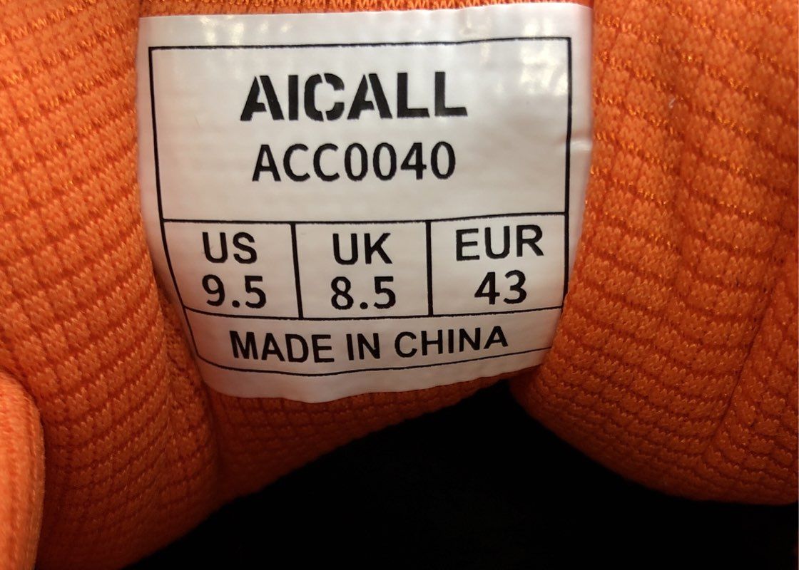 New Aicall ACC0040 Road Cycling Bike Shoes Black Orange Mens Size 9.5 DS