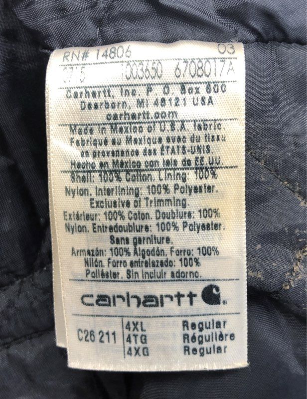 Vintage 2003 Carhartt C26 Arctic Quilt Lined Sandstone Traditional Coat Sz 4XL
