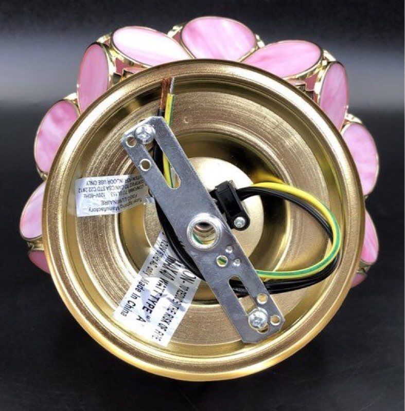 Lot of 3 Pink/Gold Tiffany Inspired Cherry Blossom Mosaic Light Fixtures