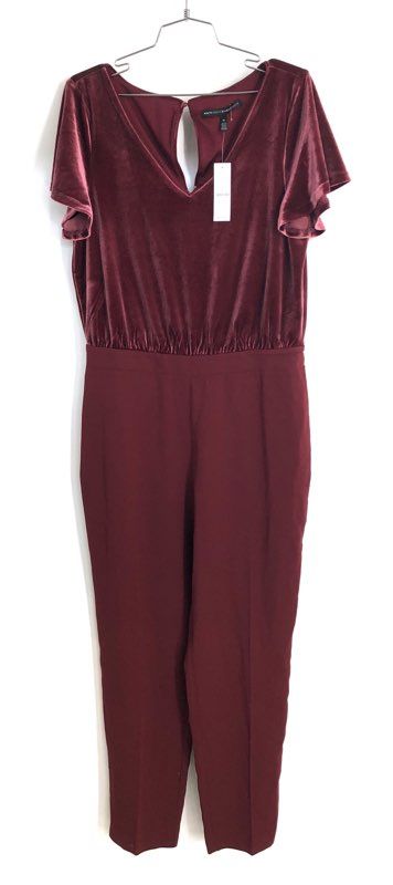 White House Black Market Women's Grenadine Velvet Jumpsuit Flutter Sz 10 NWT