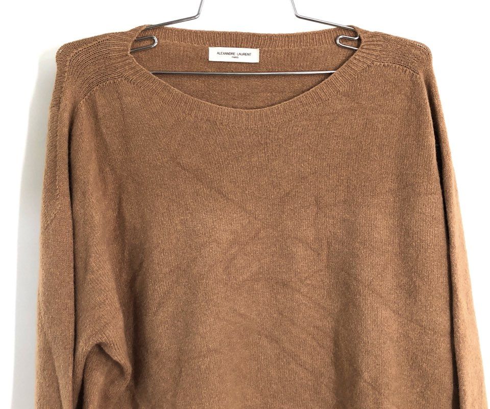 Alexandre Laurent Paris Women's Pullover Sweater Camel Boat Neck M
