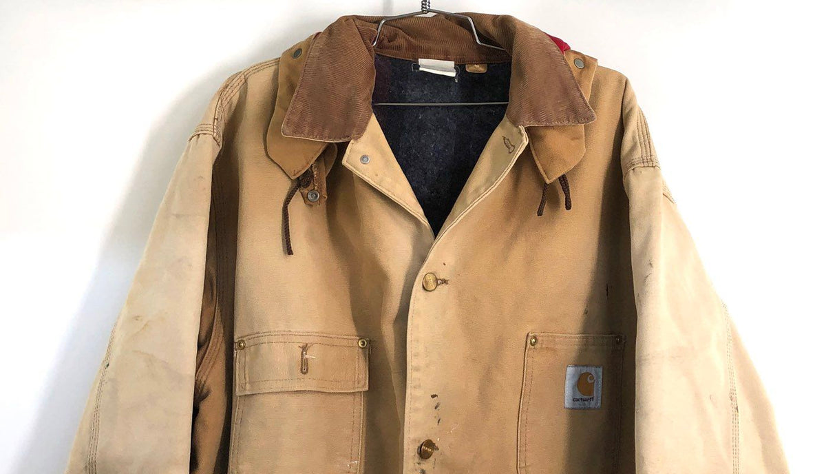 Vintage 90s Carhartt Distressed Quilt Lined Hooded Chore Coat Jacket Sz 3XL