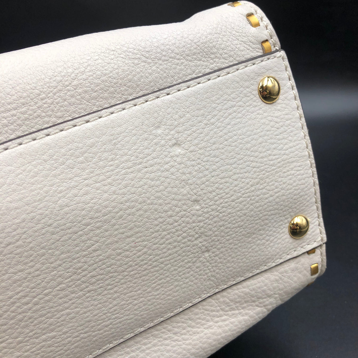 Michael Kors 'Hamilton' Cream White Pebbled Leather Tote with Gold Detail (+COA)