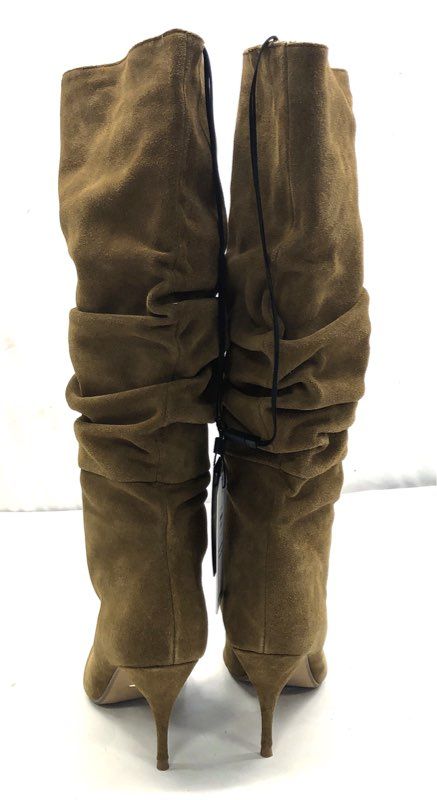 Express Olive Green Suede Slouchy Pointed Toe Stiletto Heel Boots Size 7 NWT