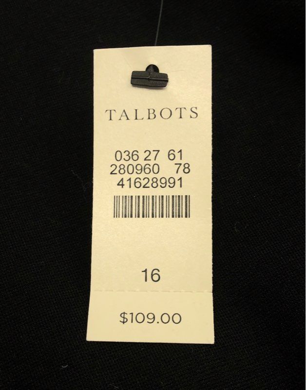 Talbots Women's Black Sleeveless V-Neck Keyhole Back Sheath Dress NWT Sz 16