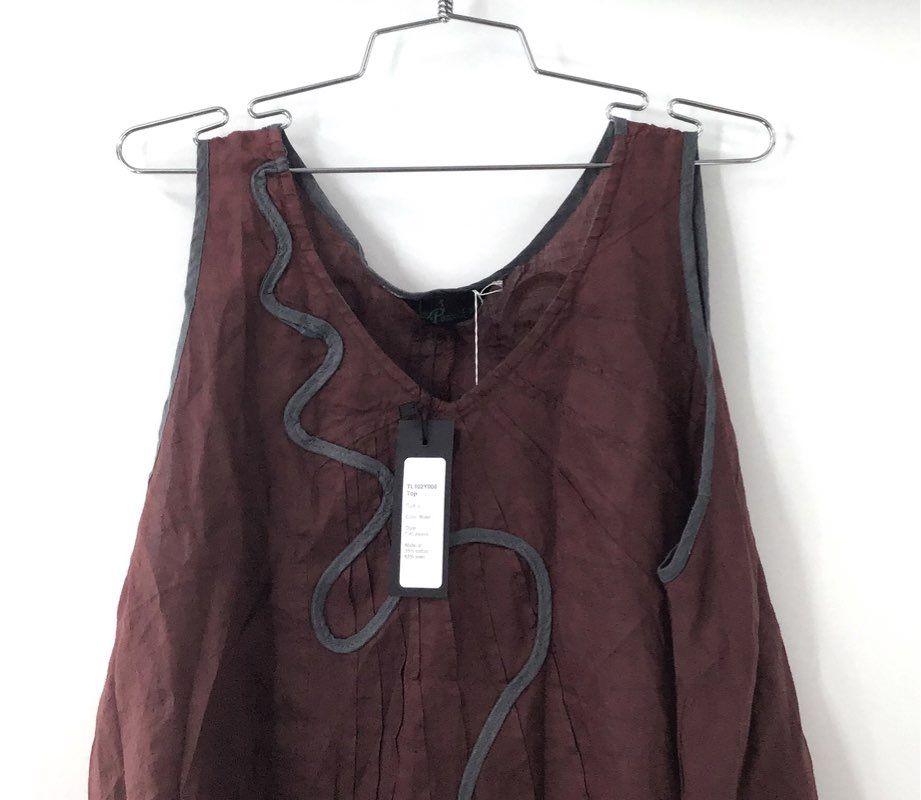Peacock Ways Women's Rose Linen Blend Sleeveless Sharkbite Hem Tunic Sz L NWT