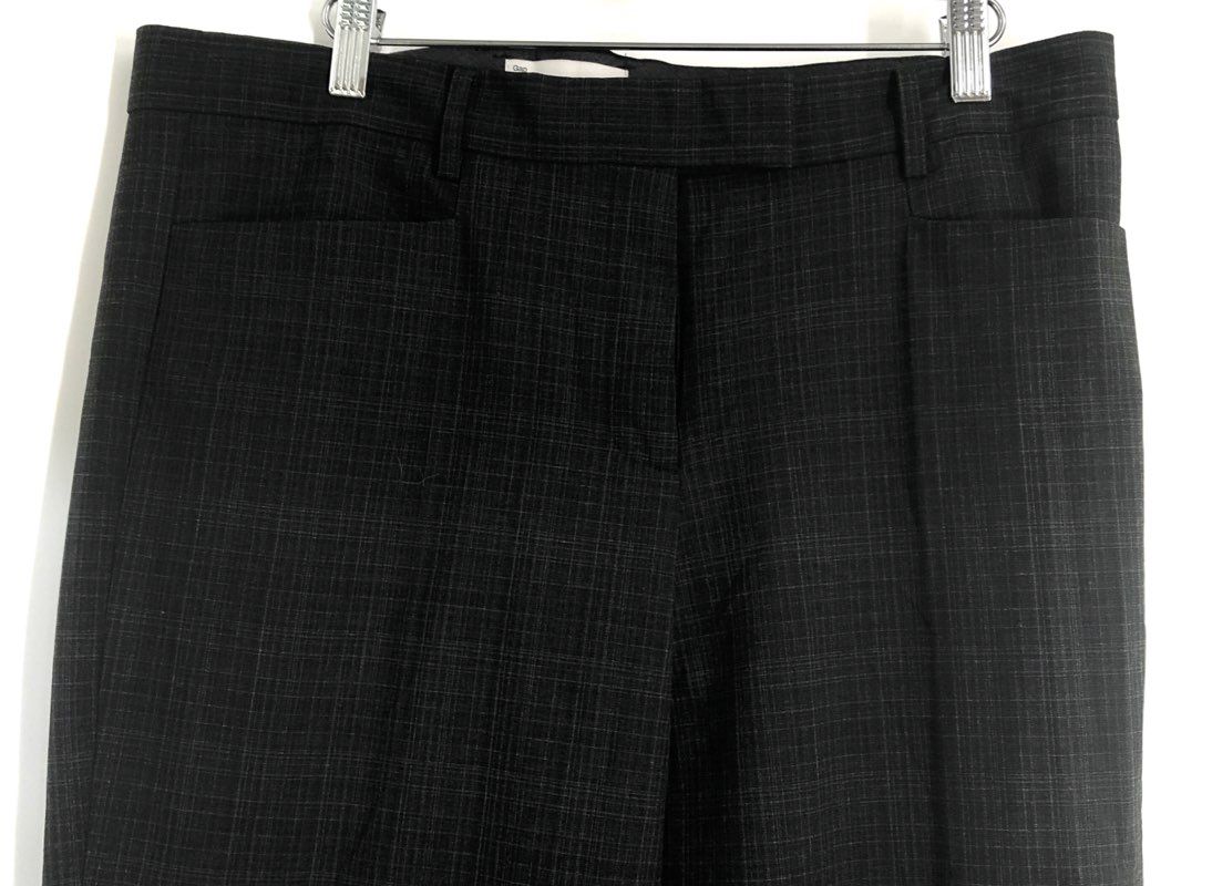 Gap Women's Modern Boot Cut Pants Dark Gray Stretch Plaid Trousers Sz 10R