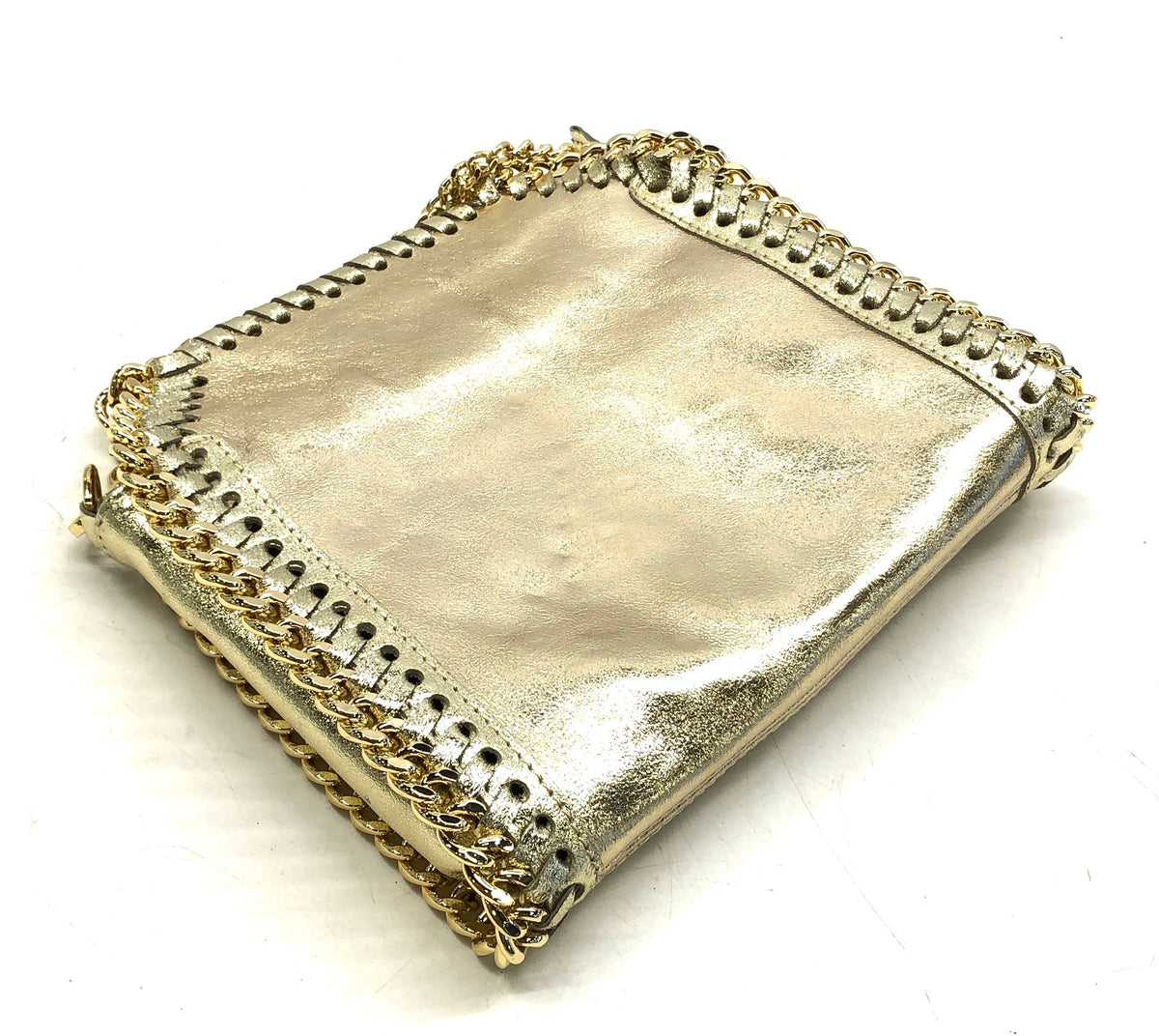 German Fuentes Gold Italian Leather Chelsea Chain Bag Crossbody NWT