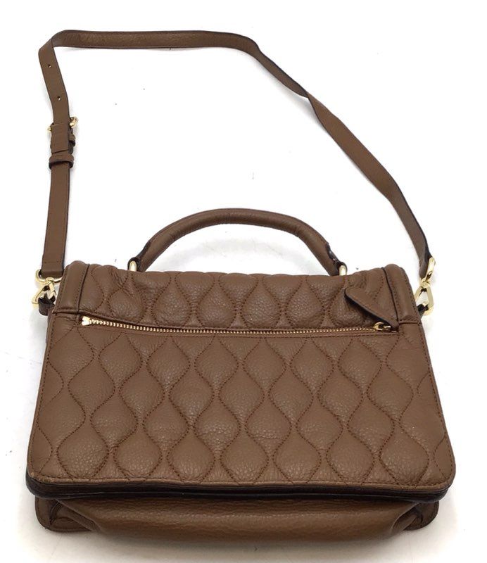 Vera Bradley Brown Quilted Leather Satchel Crossbody Bag Gold Tone Hardware