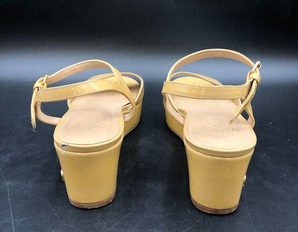 Tory Burch Women's Tan Patent Leather Sandals-Size: 8M (+COA)