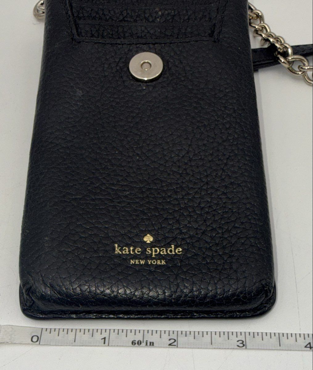 Kate Spade Black Pebbled Leather Phone Crossbody Bag Gold Hardware Small