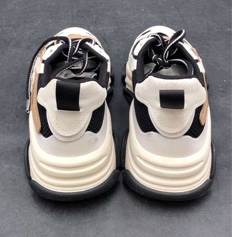 Steve Madden Possession Tan Black Bone Chunky Platform Sneaker Women's Size 7.5
