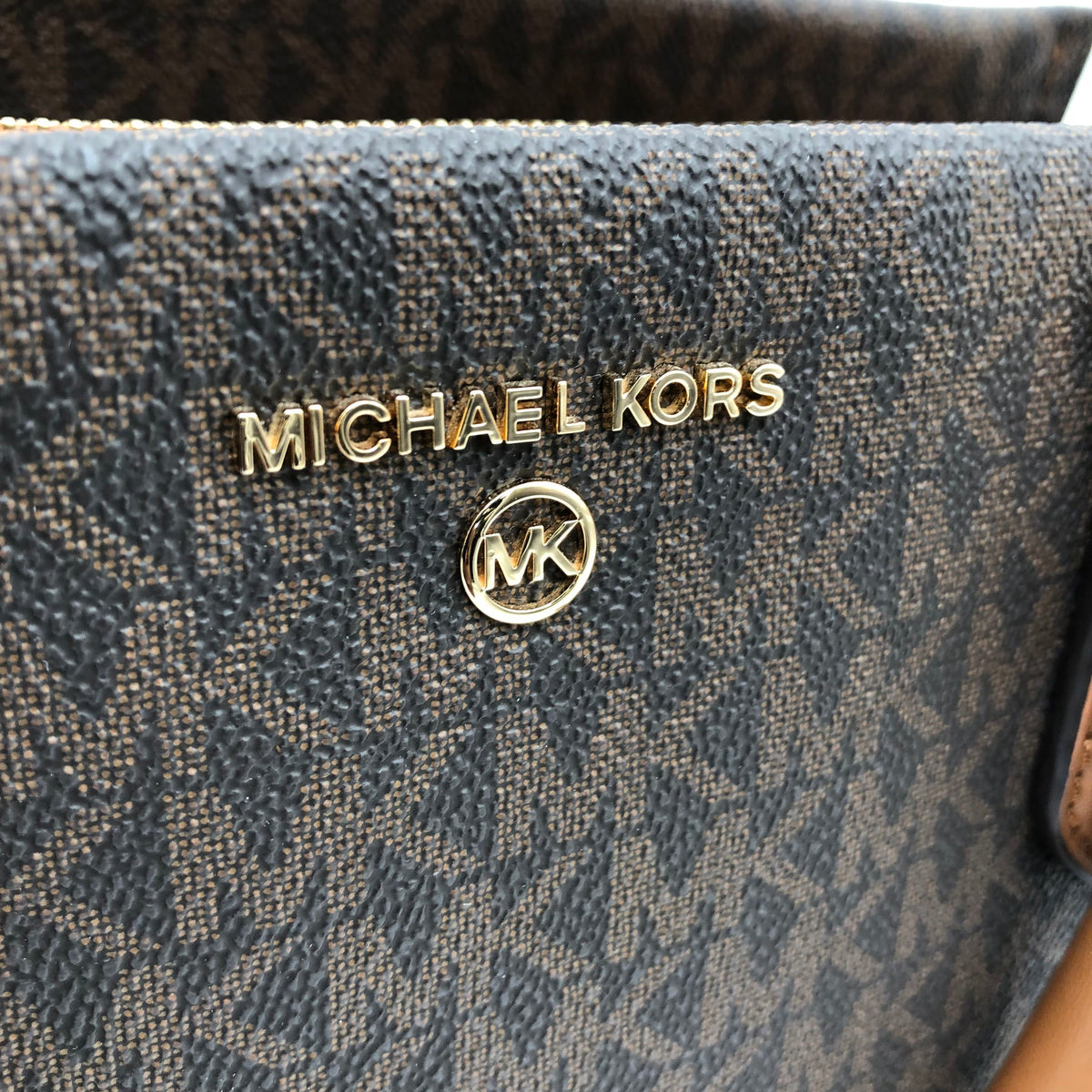 Michael Kors Brown Monogram Marilyn Satchel Crossbody Bag Gold Hardware COA