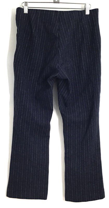 Gap Women's Navy Blue Pinstriped Crop Flare Pants Elastic Waist Side Zip Size 6