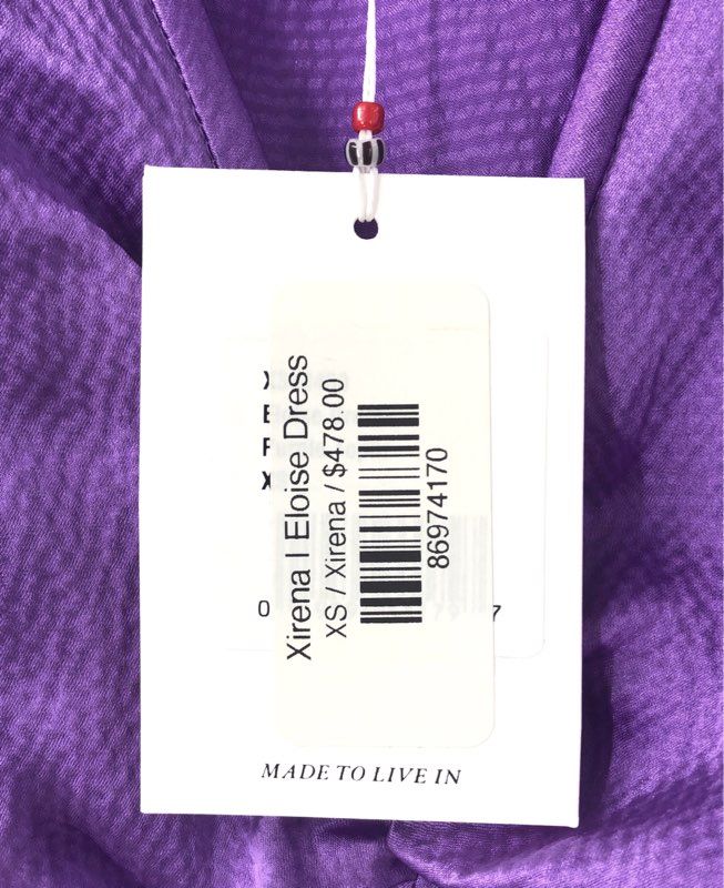 Xirena Women's Purple Eloise Silk Midi Dress Long Sleeve V-Neck NWT Size XS