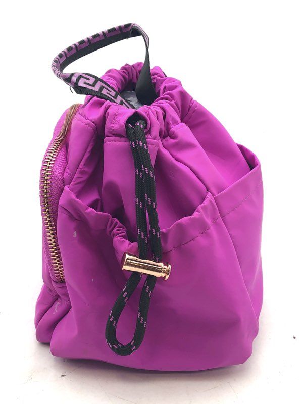 Versace Parfums Purple Nylon Drawstring Pouch Vanity Bag Greca Handle