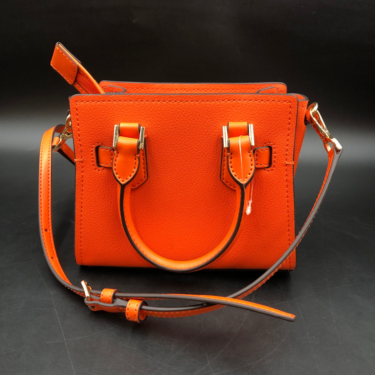 Michael Kors Orange Leather Jet Set Mini Tote Crossbody Bag COA