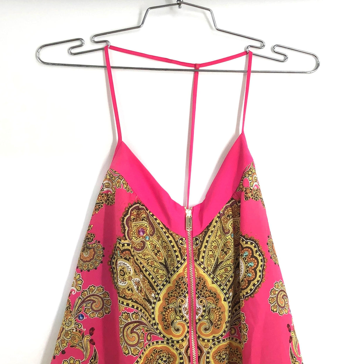 Ted Baker Women's Bright Pink Hevea Jewel Paisley Zip Front Cami Sz S NWT