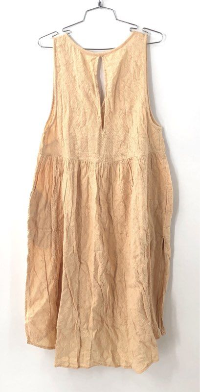 Free People Women's Sun Up Sun Down Tunic Dress Peach Textured Cotton NWT Sz M