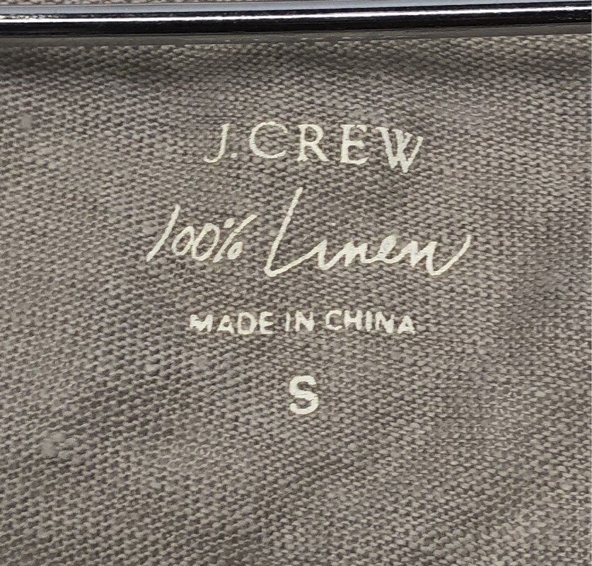 J.Crew Women's Gray Metallic Linen Boatneck 3/4 Sleeve Top Sz S NWT