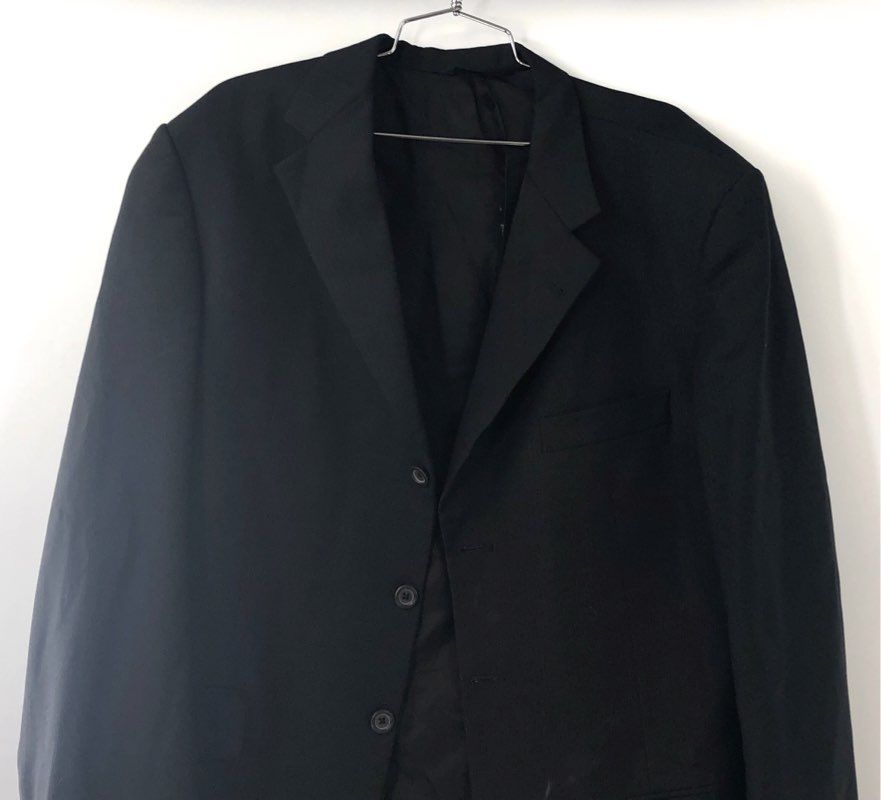 Burberry London Men's Vintage 90s Wool Blazer Black Size 44L