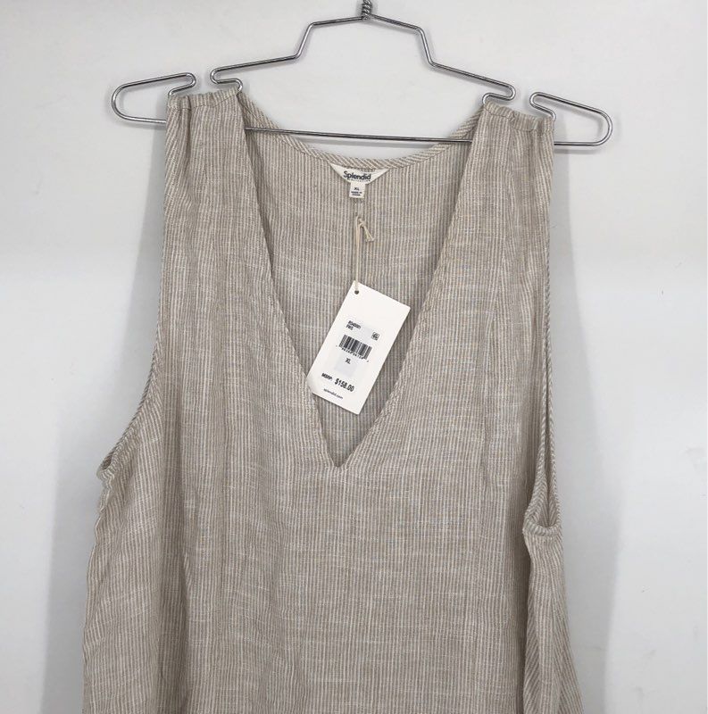 NWT Splendid Women&#39;s Beige Sleeveless V-Neck Shift Dress - Size XL