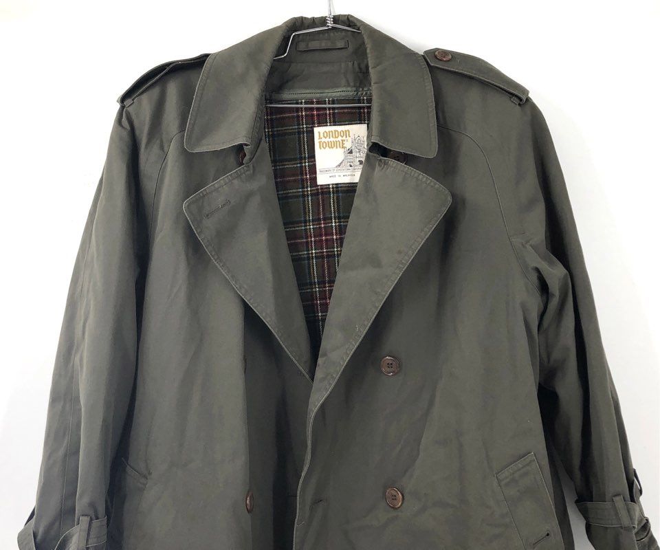London Towne Men's Green Trench Coat