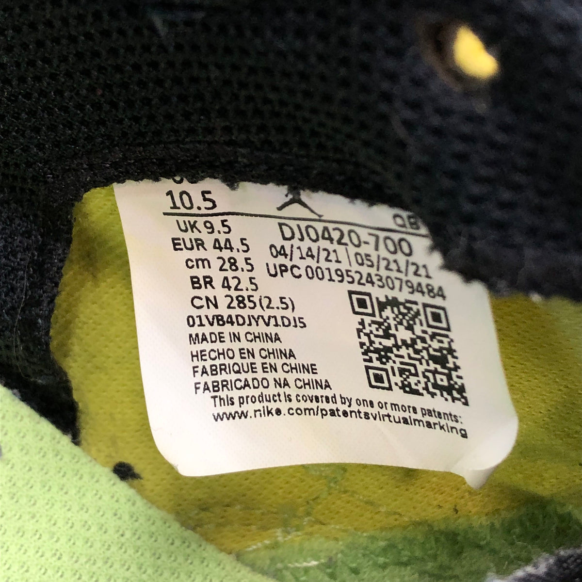 Nike Jordan Series.03 'Dear '90s' Men's Yellow/Green Sneakers - Size 10.5 (+COA)