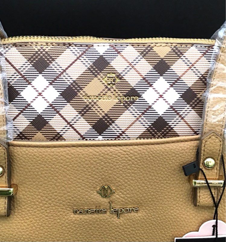 NWT Nanette Lepore Camel Tote Purse With Crossbody Bag